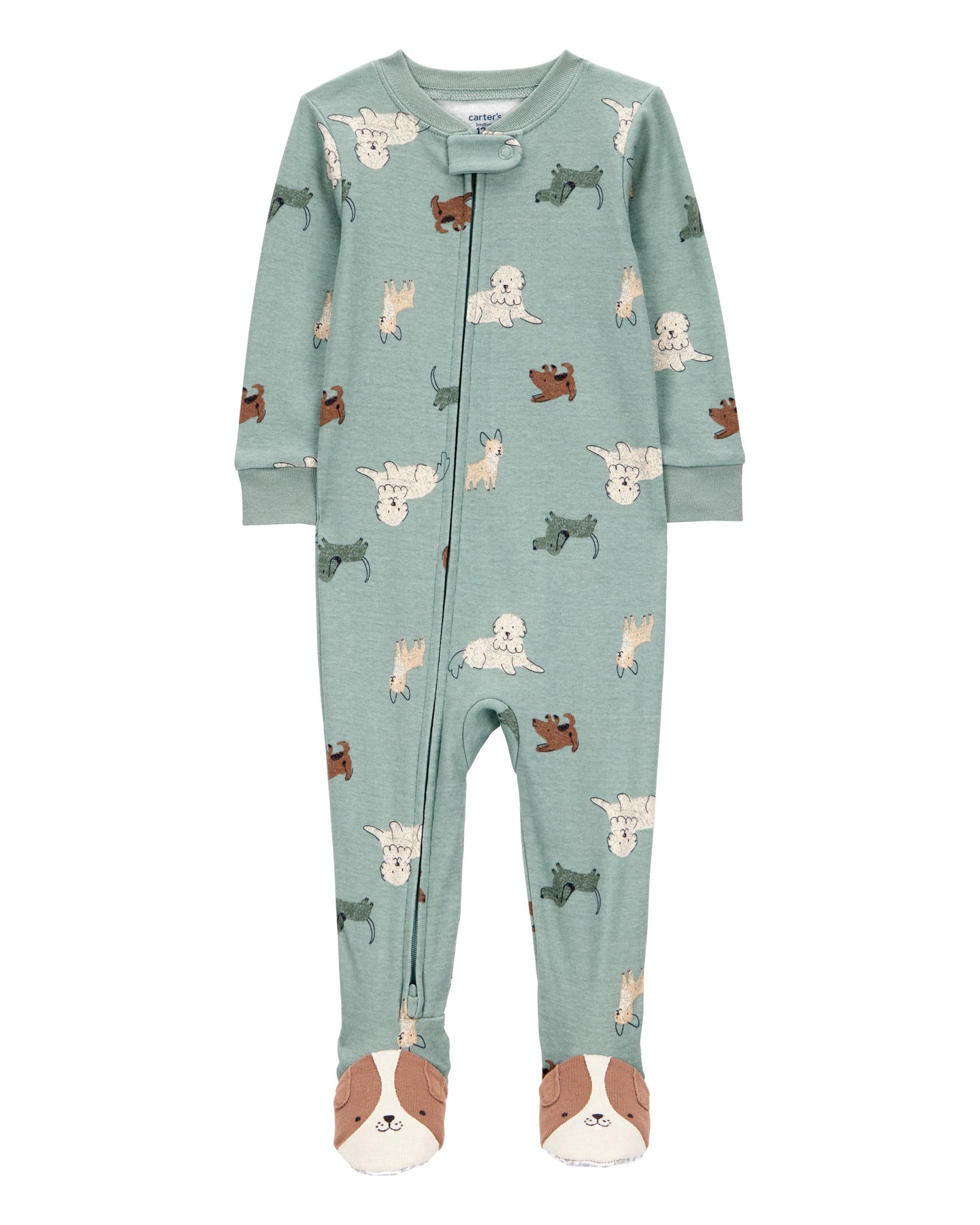 1-Piece Dog Print 100% Snug Fit Cotton Footie Pajamas