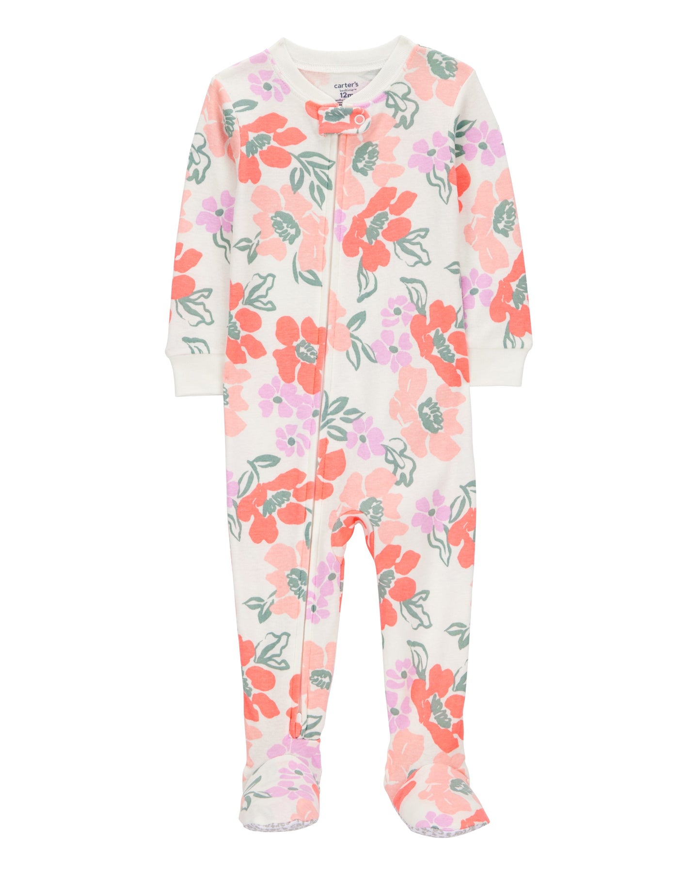1-Piece Floral 100% Snug Fit Cotton Footie Pajamas