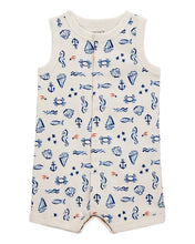 Cargar imagen en el visor de la galería, Sea Print Snap-Up Cotton Romper

