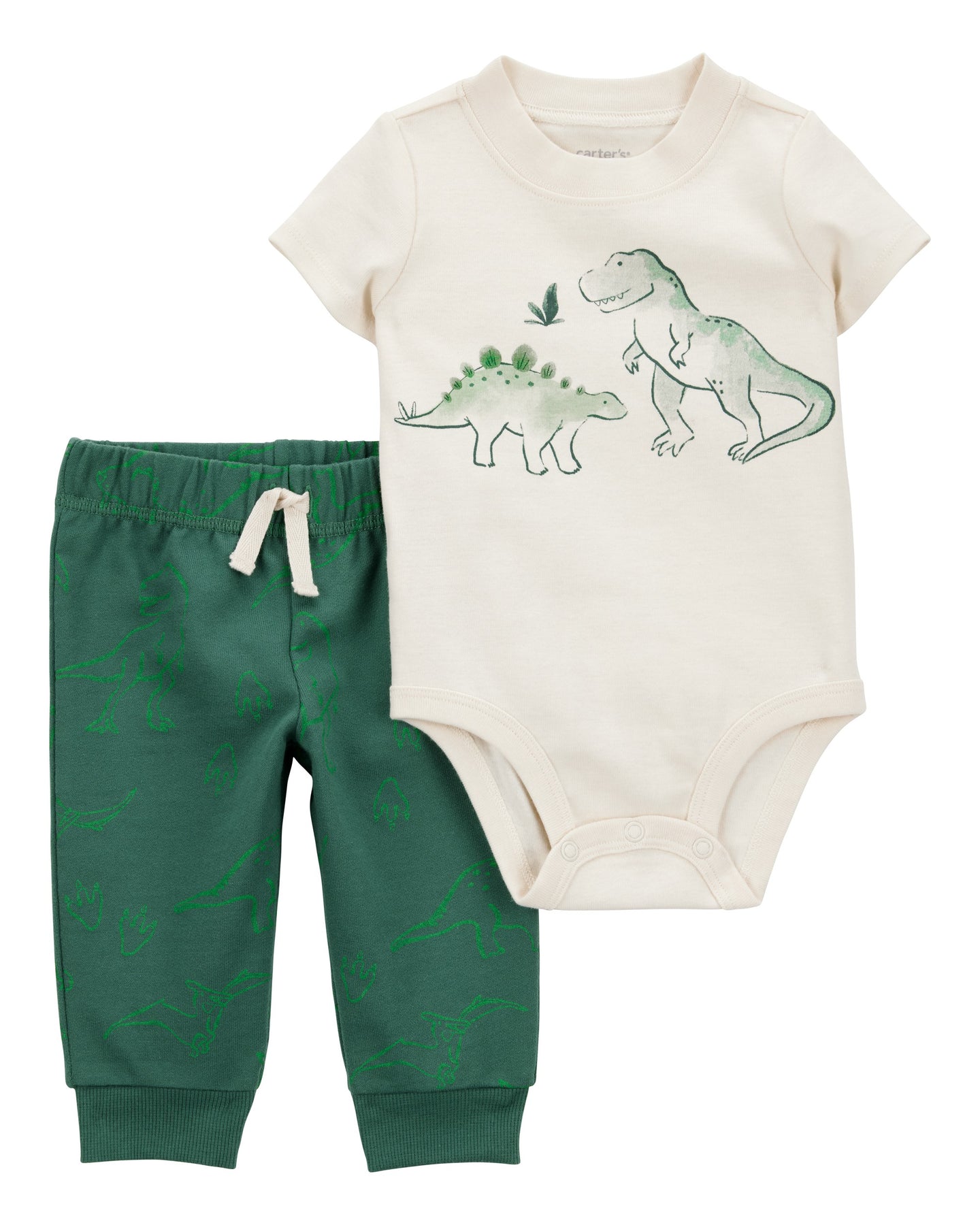 2-Piece Dinosaur Short-Sleeve Bodysuit Pant Set