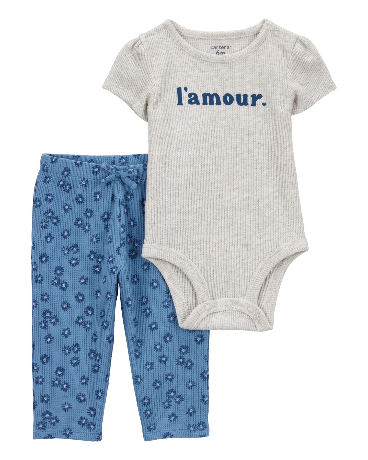 2-Piece LAmour Short-Sleeve Bodysuit Pant Set