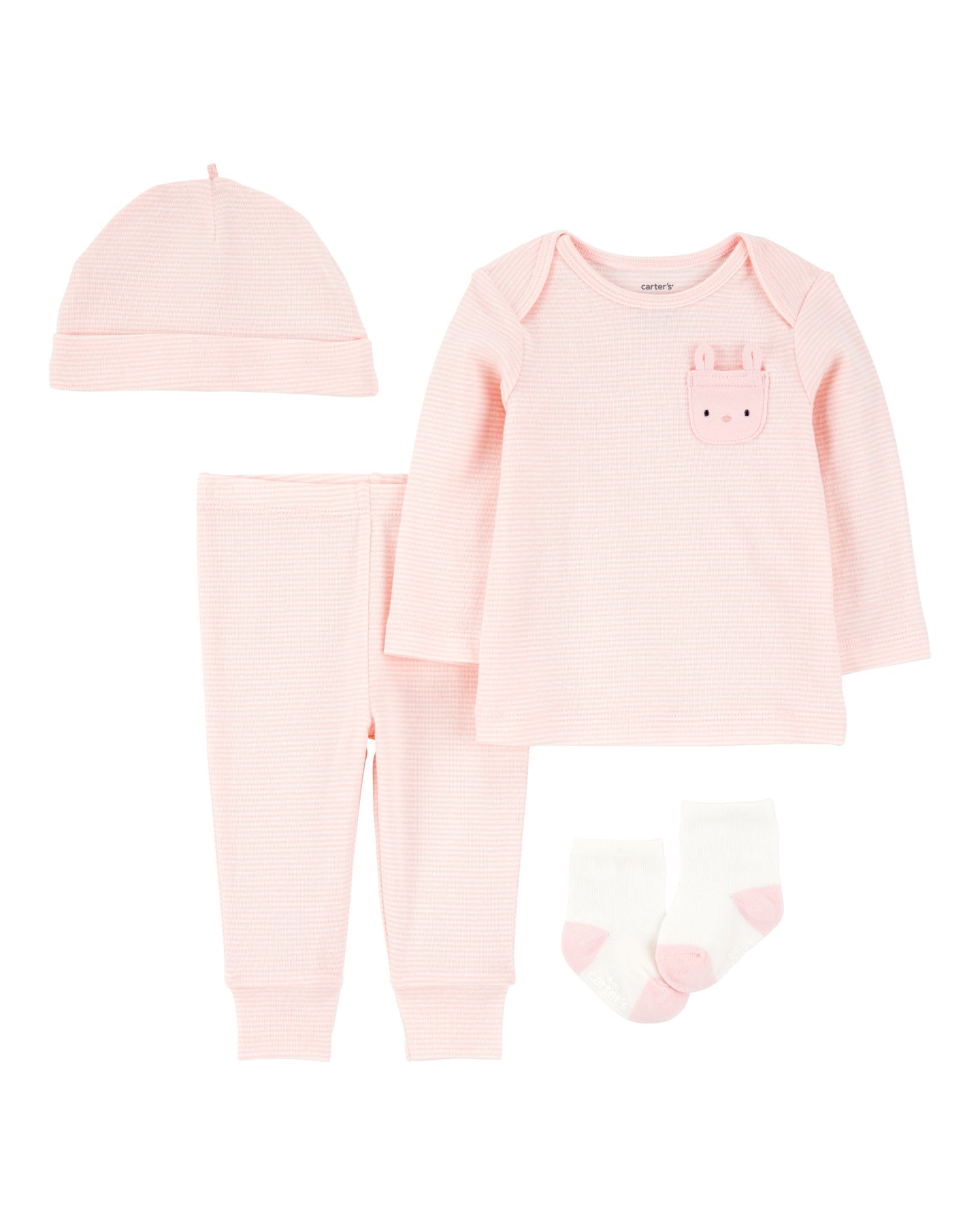 4-Piece Bunny Outfit Set - Pink/White
