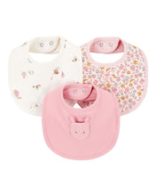 Cargar imagen en el visor de la galería, 3-Pack Floral Bibs - Pink/Ivory
