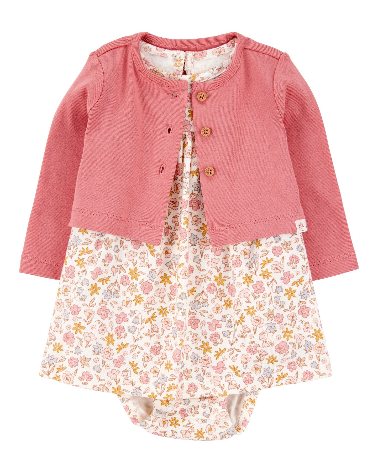 2-Piece Bodysuit Dress & Cardigan Set
