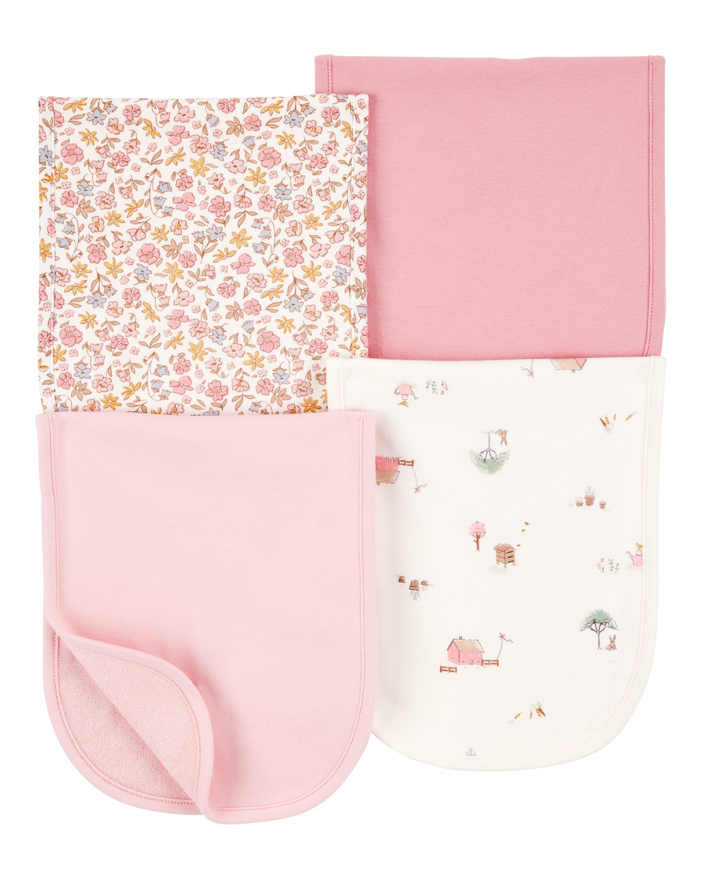 4-Pack Burp Cloths - Pink