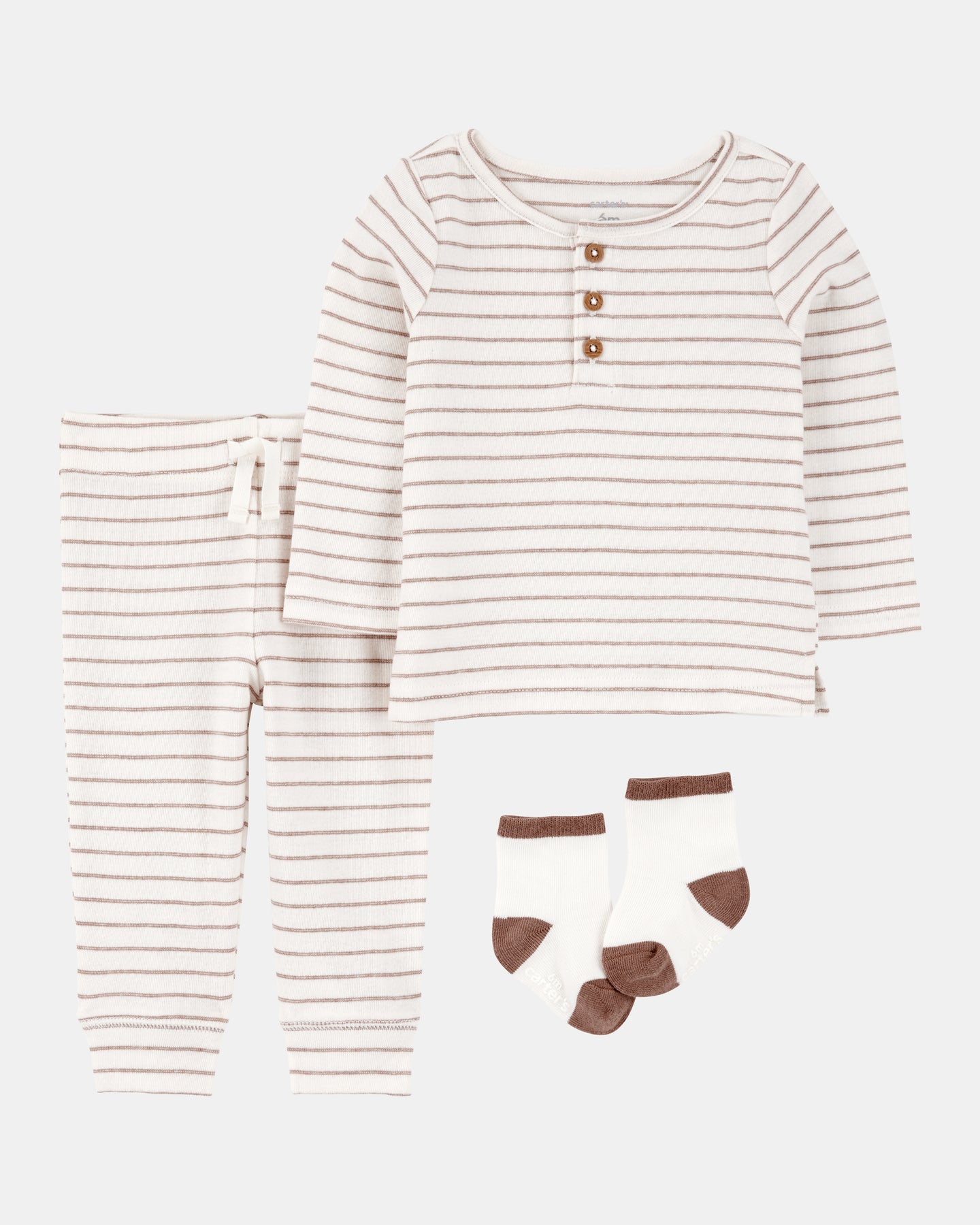 3PC Set Brown Stripe