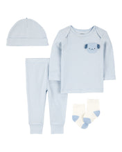 Cargar imagen en el visor de la galería, 4-Piece Puppy Print Outfit Set - Blue
