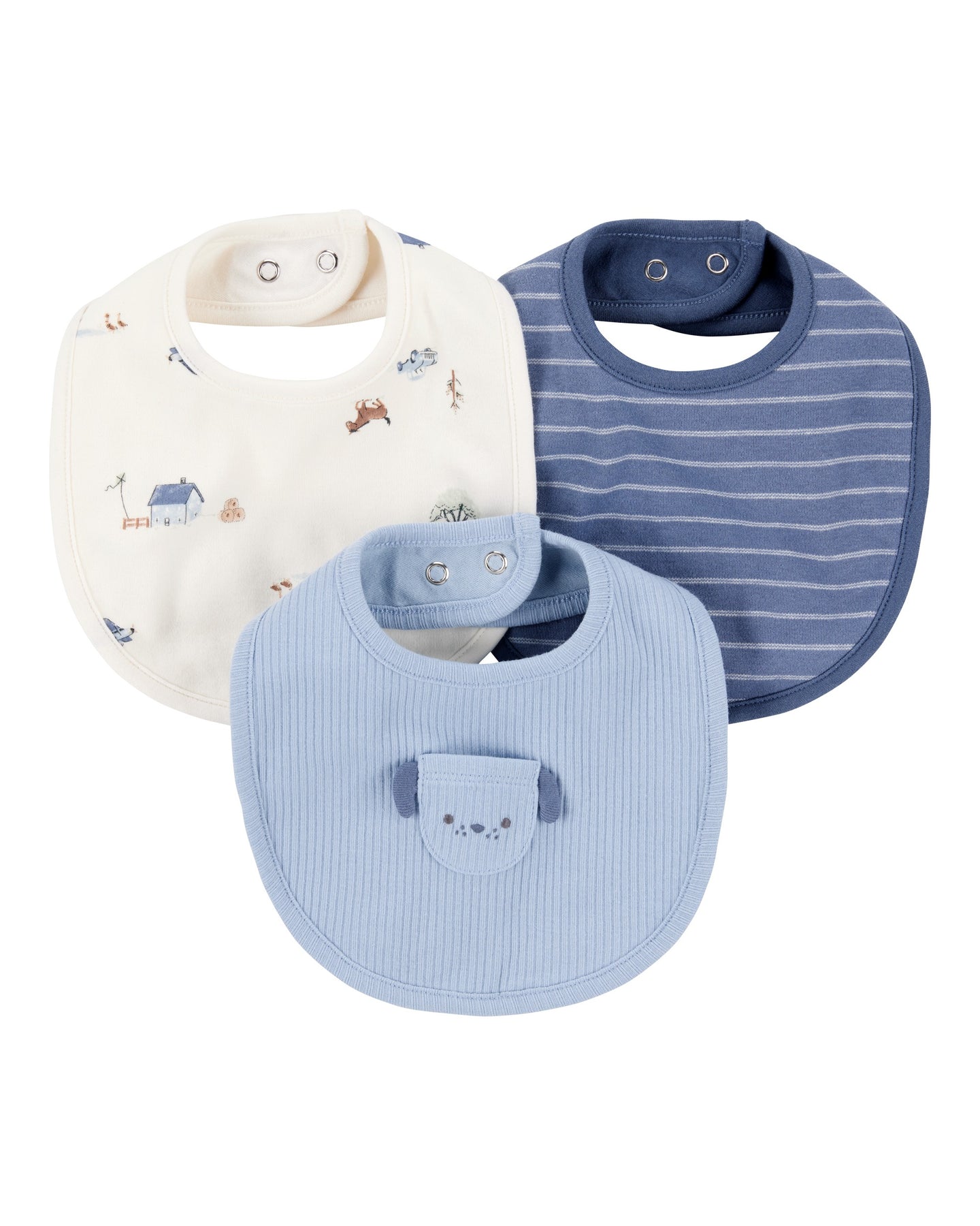 3-Pack Dog Bibs - Blue/Ivory