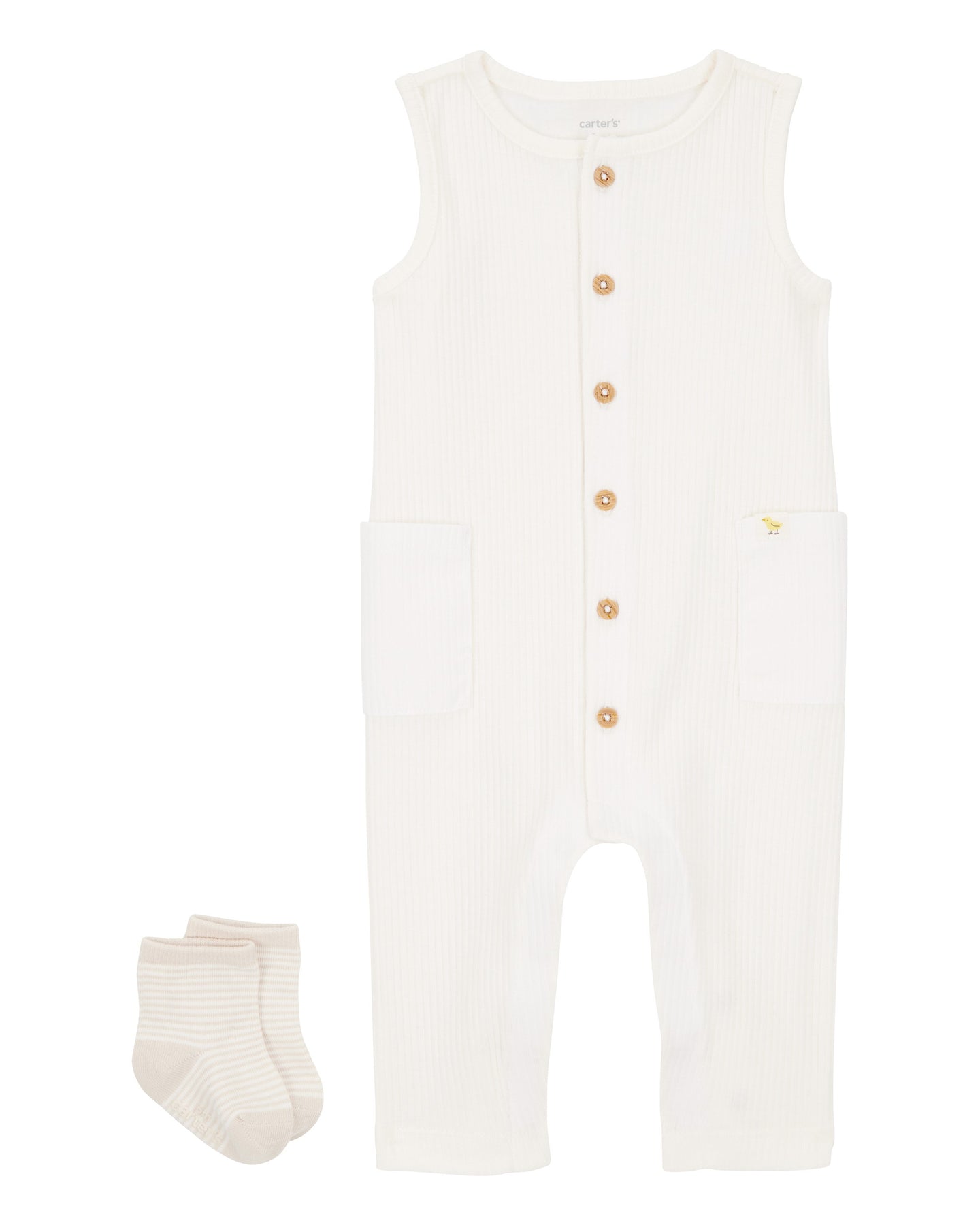 2-Piece Jumpsuit & Sock Set - Ivory