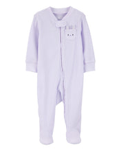 Cargar imagen en el visor de la galería, Bunny 2-Way Zip Ribbed Sleep &amp; Play Pajamas - Purple
