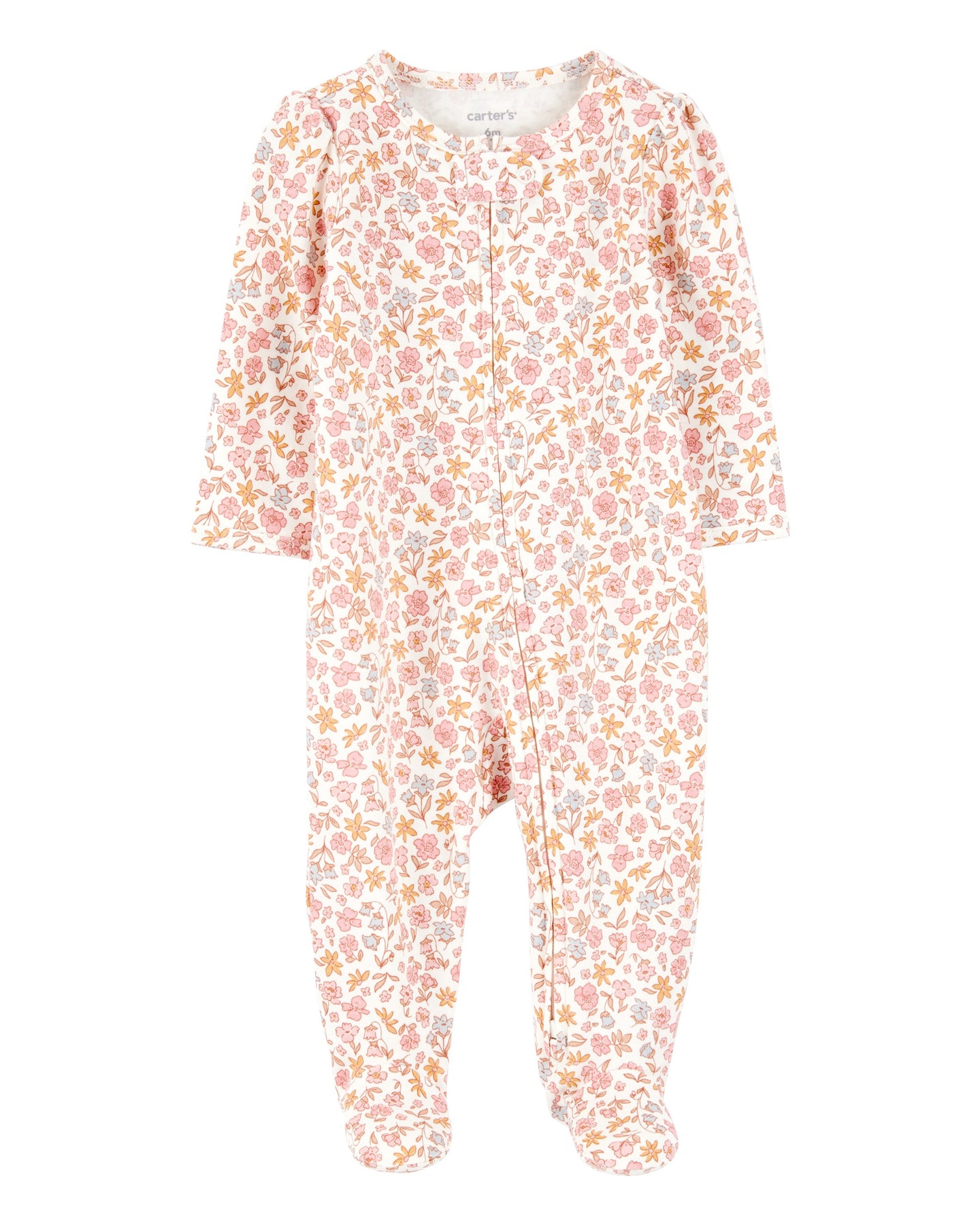 Floral 2-Way Zip Cotton Sleep & Play Pajamas - Pink