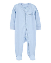 Cargar imagen en el visor de la galería, Dog Pocket 2-Way Zip Ribbed Sleep &amp; Play Pajamas - Blue

