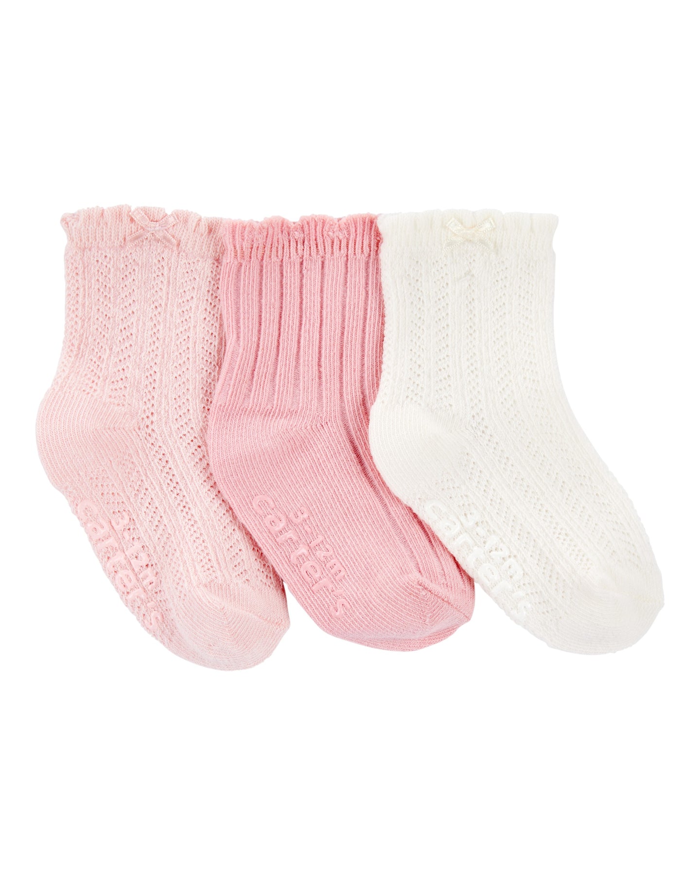 3-Pack Pointelle Booties - Pink/White