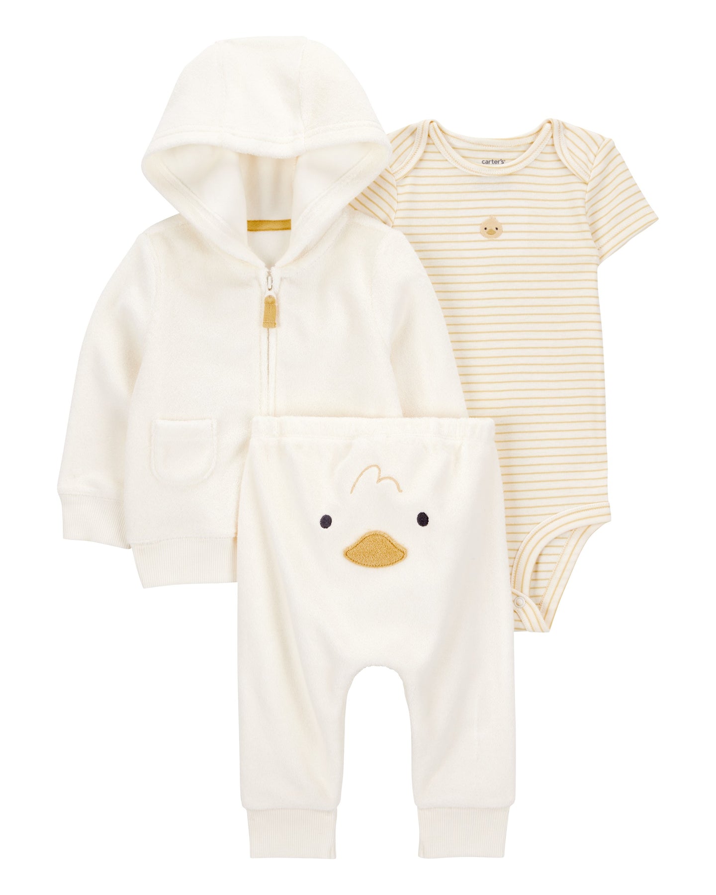3-Piece Duck Little Cardigan Set - Ivory