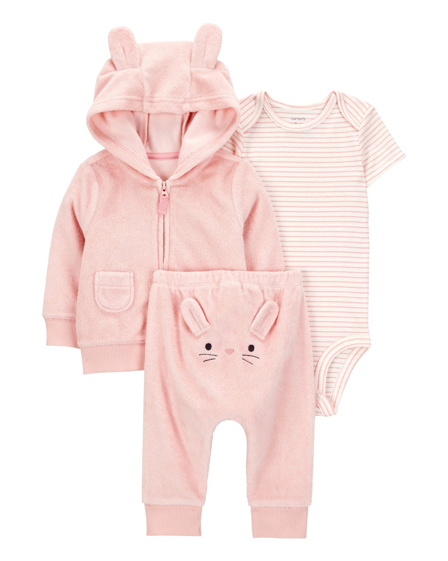 3-Piece Bunny Little Cardigan Set - Pink