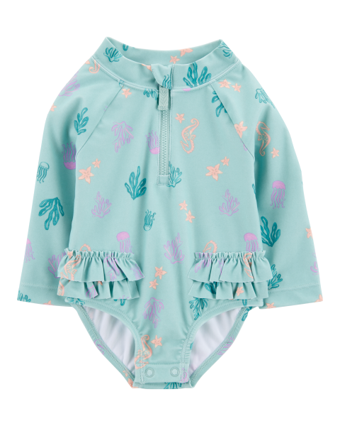 1-Piece Coral Print Rashguard