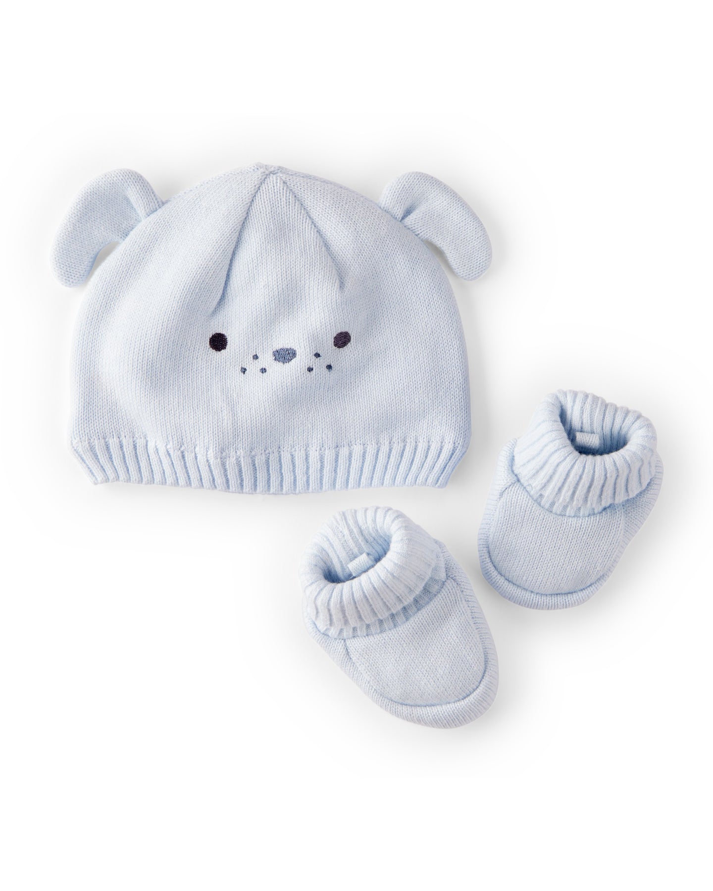 2-Piece Puppy Crochet Booties & Hat - Blue