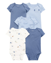 Cargar imagen en el visor de la galería, 5-Pack Dog Short-Sleeve Cotton Bodysuits - Blue
