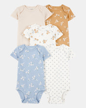 Cargar imagen en el visor de la galería, 5-Pack Floral Short-Sleeve Cotton Bodysuits
