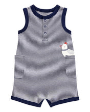Cargar imagen en el visor de la galería, Blue Striped 1-Piece Romper
