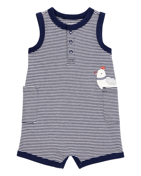Blue Striped 1-Piece Romper