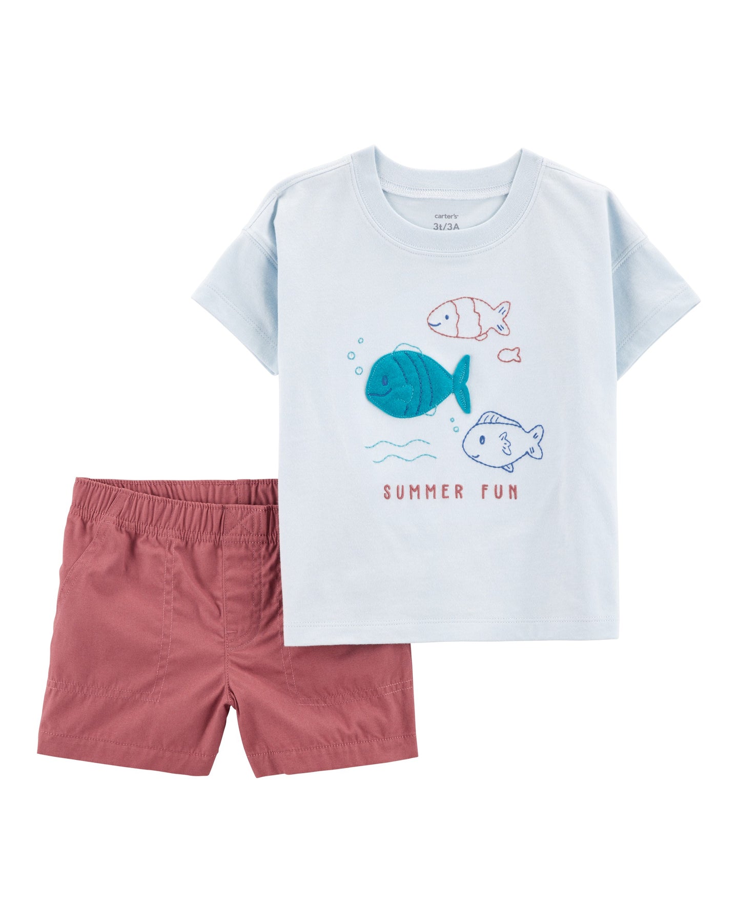 2-Piece Fish Short-Sleeve Tee & Pull-On Short Set