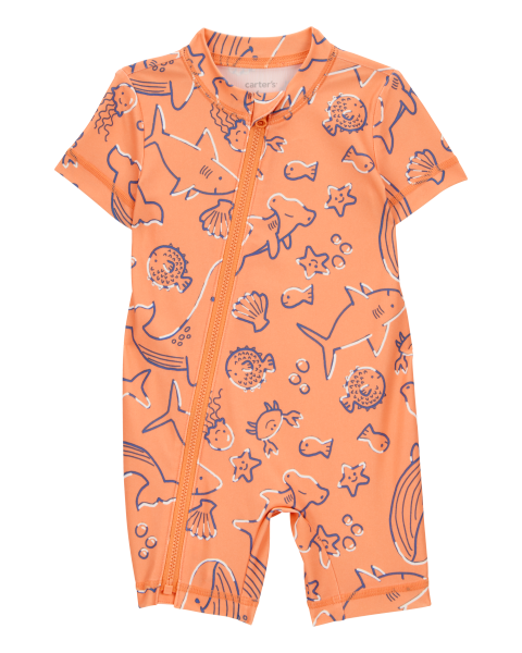 1-Piece Whale Print Rashguard