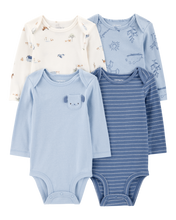 Cargar imagen en el visor de la galería, 4-Pack Long-Sleeve Cotton Bodysuits
