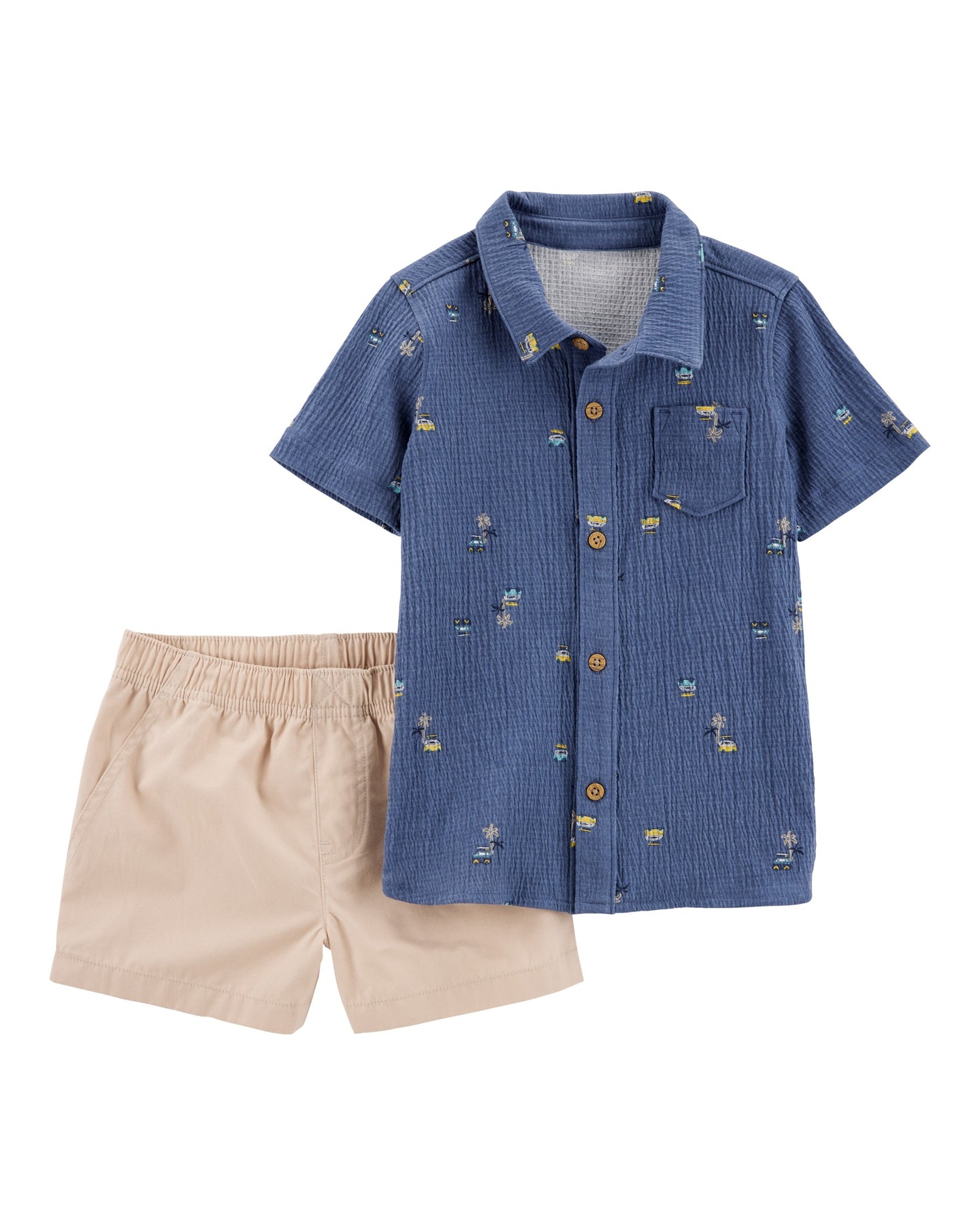 Blue 2-Piece Khaki Shorts Set