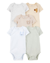 Cargar imagen en el visor de la galería, 5-Pack Animals Short-Sleeve Cotton Bodysuits
