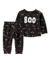 Cargar imagen en el visor de la galería, 2-Piece Ghost Print Halloween Outfit Set - Black
