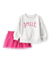 Cargar imagen en el visor de la galería, Smile French Terry Long-Sleeve Top &amp; Skirt Set
