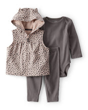 Cargar imagen en el visor de la galería, 3-Piece Leopard Little Vest Set - Brown
