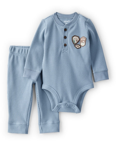 2-Piece Park Ranger Thermal Bodysuit Pant Set - Blue
