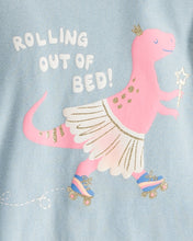 Cargar imagen en el visor de la galería, Dinosaur Print 100% Cotton Long-Sleeve 4-Piece Pajamas - Blue/White
