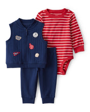 Cargar imagen en el visor de la galería, 3-Piece Game Day Little Vest Set - Navy/Red
