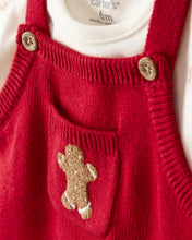 Cargar imagen en el visor de la galería, Gingerbread Holiday Print Long-Sleeve Overall Set - Red
