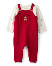 Cargar imagen en el visor de la galería, Gingerbread Holiday Print Long-Sleeve Overall Set - Red
