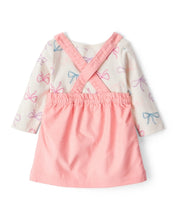 Cargar imagen en el visor de la galería, 3-Piece Bow Heart Print Long-Sleeve Dress Set - Ivory/Pink
