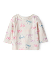Cargar imagen en el visor de la galería, 3-Piece Bow Heart Print Long-Sleeve Dress Set - Ivory/Pink
