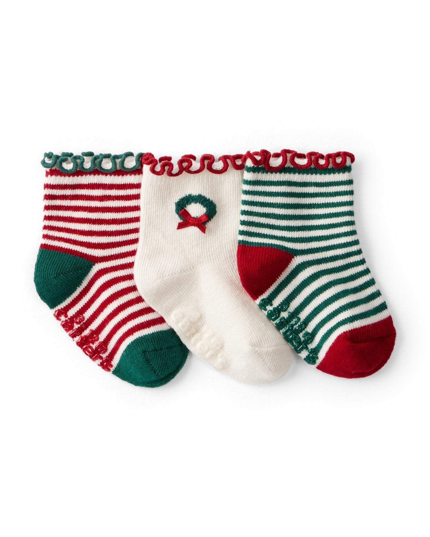 3PK Christmas Bootie Wreath/Red Green
