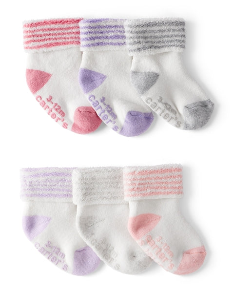 6-Pack Striped Ankle Socks - White