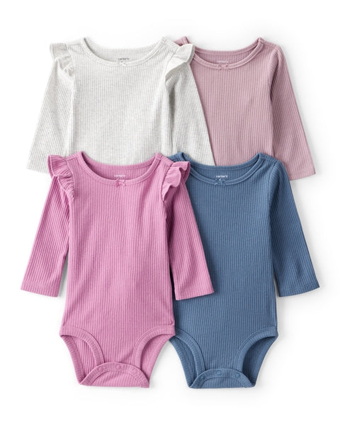4-Pack Long-Sleeve Multipack Bodysuits - Blue/Pink