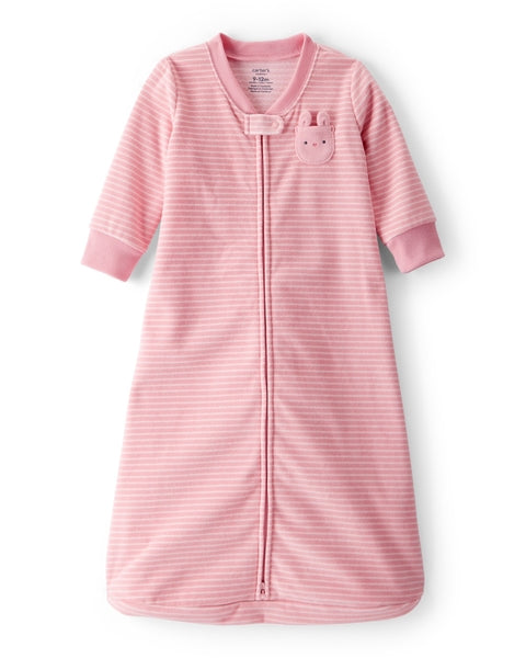 Bunny Striped Long-Sleeve Wearable Blanket - Pink