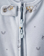 Cargar imagen en el visor de la galería, Unicorn Star Print 100% Cotton Long-Sleeve 2-Way Zip Sleep &amp; Play - Blue
