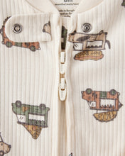Cargar imagen en el visor de la galería, Truck Print Cotton Long-Sleeve Sleep &amp; Play - Ivory
