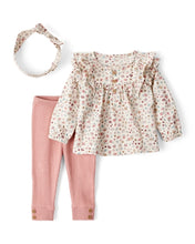 Cargar imagen en el visor de la galería, 3-Piece Cotton Tee &amp; Pant Set - Pink
