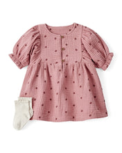 Cargar imagen en el visor de la galería, 2-Piece Acorn Print Short-Sleeve Dress Set - Pink
