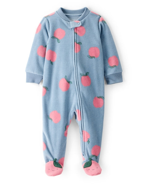 Apple Print Loose Fit Long-Sleeve Sleep & Play - Blue