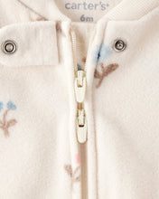 Cargar imagen en el visor de la galería, Floral Print Loose Fit Long-Sleeve 2-Way Zip Sleep &amp; Play - Cream

